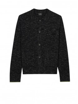 KNITWEAR MENS KNITTED JACKET BLACK MELANGE