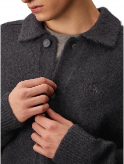 Men's Button Up Wool Blend Cardigan Black