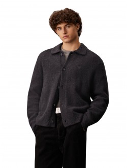 Men's Button Up Wool Blend Cardigan Black