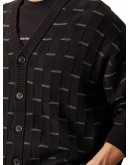 Men's City Grid Texture Cardigan Black