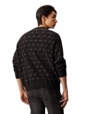 Men's City Grid Texture Cardigan Black