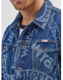 Men's Denim Jacket Wrangler x Hot wheels Collection Regular Fit Mid Indigo