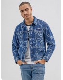 Men's Denim Jacket Wrangler x Hot wheels Collection Regular Fit Mid Indigo
