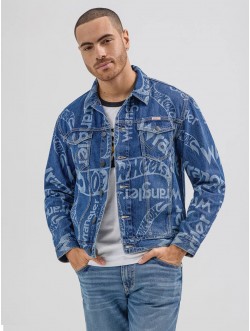 Men's Denim Jacket Wrangler x Hot wheels Collection Regular Fit Mid Indigo