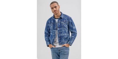 Men's Denim Jacket Wrangler x Hot wheels Collection Regular Fit Mid Indigo
