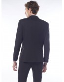 Notch Lapel Blazer Men Dark Grey