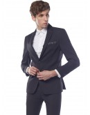 Notch Lapel Blazer Men Dark Grey