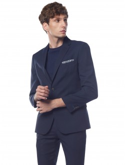 Notch Lapel Blazer Men Dark blue