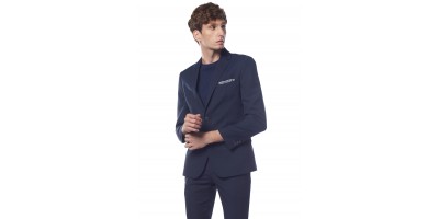 Notch Lapel Blazer Men Dark blue