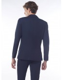 Notch Lapel Blazer Men Dark blue