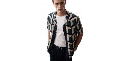 Unisex Cardigan Bold Fox Head Patch Regular in Lambswool Black