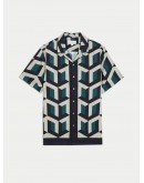 Unisex Cardigan Bold Fox Head Patch Regular in Lambswool Black